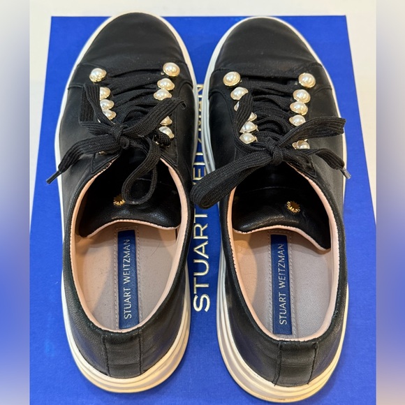 Stuart Weitzman Excelsa Sneakers in black leather size 7 - Picture 8 of 10